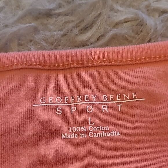 Geoffrey beene sport womens coral‎ cotton tshirt size large - Picture 2 of 3